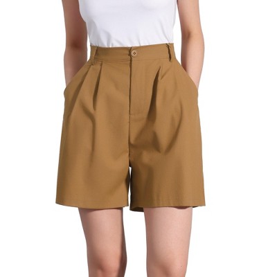 Allegra K Women's Elastic High Waist Casual Summer Linen Shorts