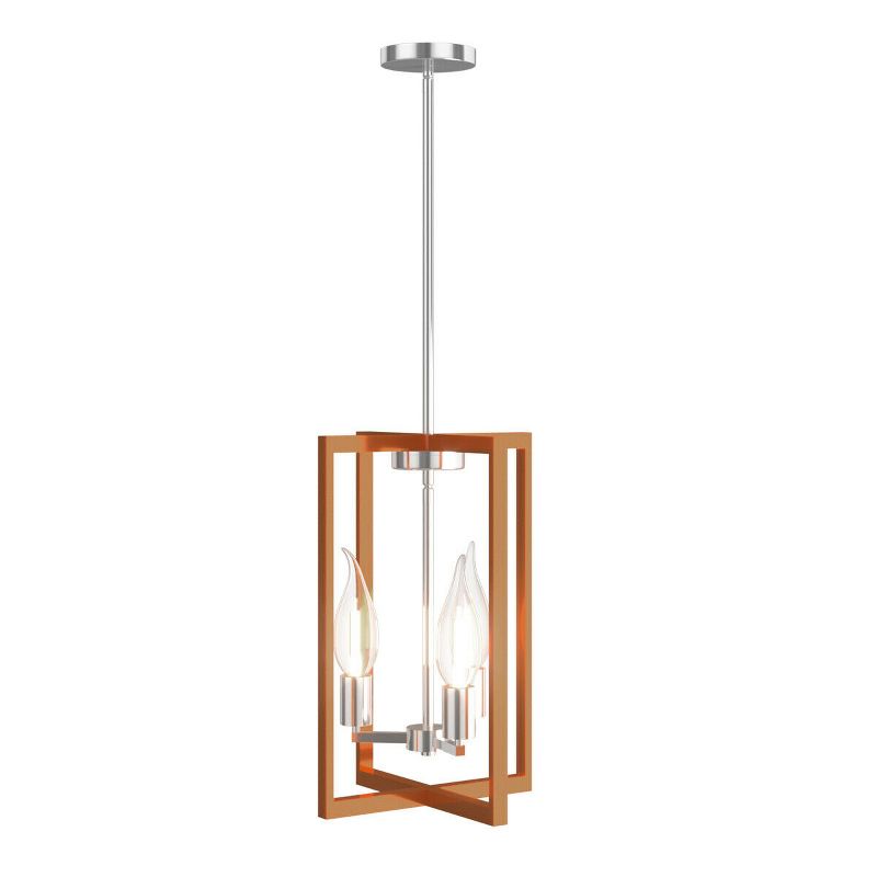 Tangkula 3-Light Pendant Lamps, Pendant Lighting Fixture, Industrial Hanging Lamps with Iron Square Frame Dark Gold Nickel, 1 of 9