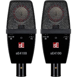 sE Electronics sE sE4100-PAIR Factory Matched Pair of sE4100 Large Diaphragm Condenser Microphones w/Mount and Case Black - 1 of 2