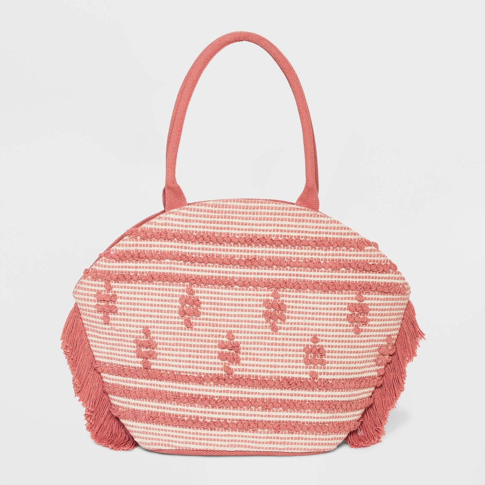 Straw Fringe Tote Handbag - Shade & Shore™ Rose Pink