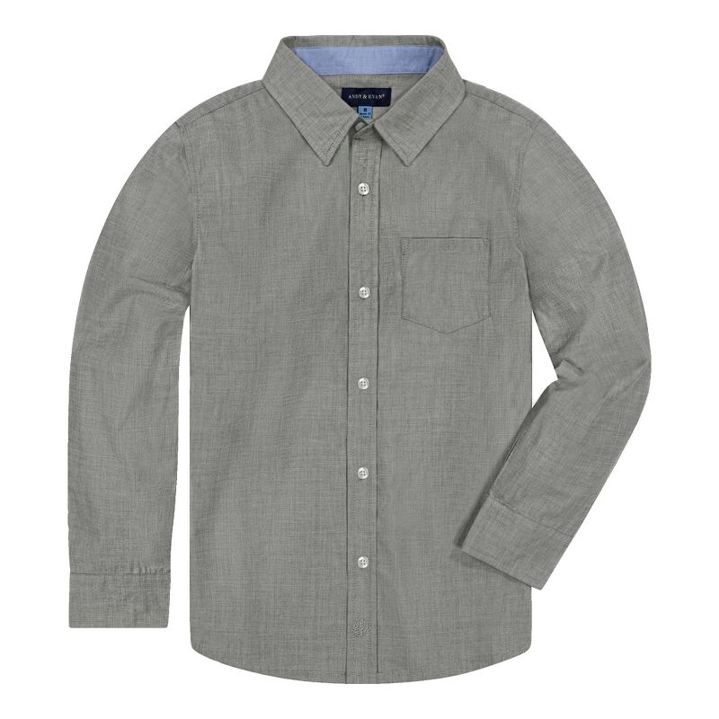 Andy & Evan Kids Grey Chambray Button Down Shirt, Size 6Y, 1 of 6
