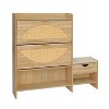 Okak 47.2in Shoe Cabinet, Freestanding Shoe Organizer with 2 Flip Drawers and 1 Large Shelf, Shoe Storage Cabinet for Entryway, Living Room, Brown - 3 of 4