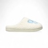 Aéropostale Women’s Fuzzy Pile High Fleece Bow Mule Slippers – Ivory Slip-On House Shoes with Light-Blue Embroidered Bow - 3 of 4