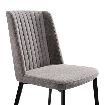 Set of 2 Gray Upholstered Metal High Back Dining Chairs