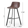 TiramisuBest Set of 2 Bar Stools, 30in Faux Leather Barstool Dining Chairs with PU Upholstery and Steel Frame (Brown) - 3 of 4