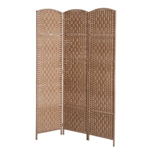 Aghana Digitals 3-Panel Folding Privacy Screen, 6FT Tall Wicker Weave Partition Wall with Poplar - 1 of 4