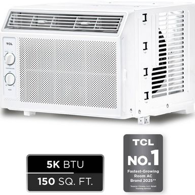 TCL 5000 BTU Window Air Conditioner 150sf.ft Reusable Filter Compact Design (H5W33M): 2 Speeds, 115V, 6ft Cord