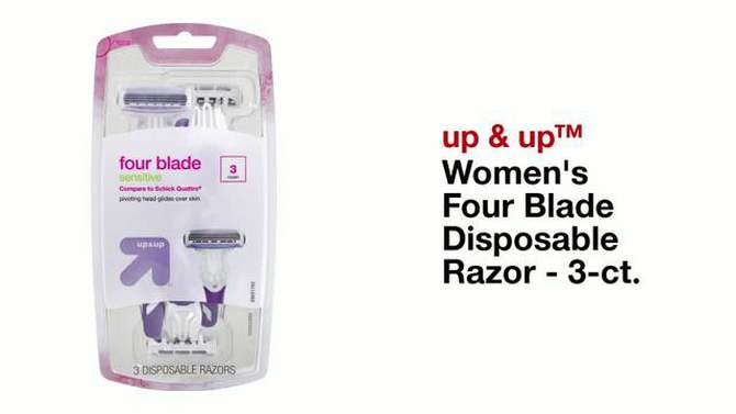 Women&#39;s Four Blade Disposable Razor - 3ct - up &#38; up&#8482;, 2 of 10, play video