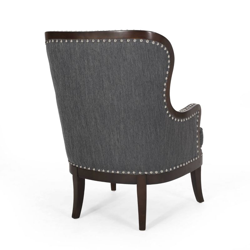 Mantua Contemporary Fabric Upholstered Accent Chair with Nailhead Trim - Christopher Knight Home, 4 of 11
