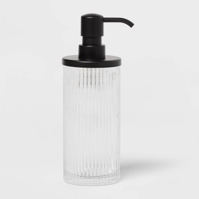 Etched Glass and Brass Soap Dispenser - Magnolia