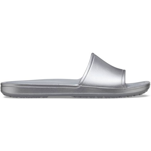 Silver slides womens clearance