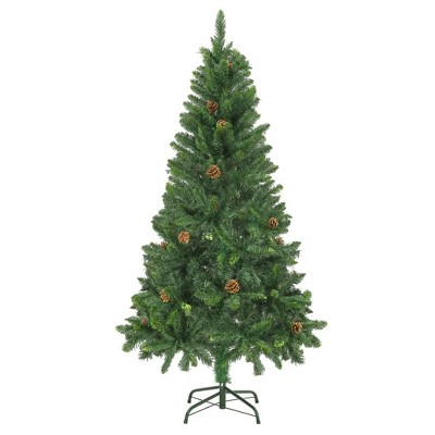 vidaXL Christmas Tree Holiday Decoration Artificial Xmas Tree with Pine Cones - Green 5 x 3 ft