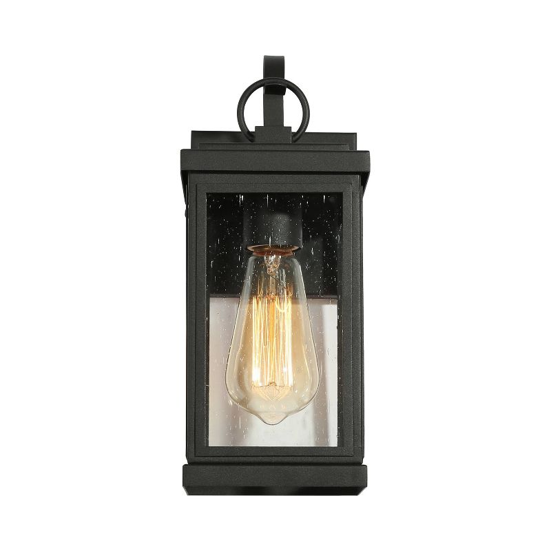 12&#34; Metal/Seeded Glass Square Outdoor Wall Light Matte Black - LNC, 4 of 10