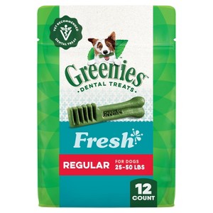 Greenies Regular Chewy Dental Dog Treats Fresh Spearmint - 12oz/12ct - 1 of 4