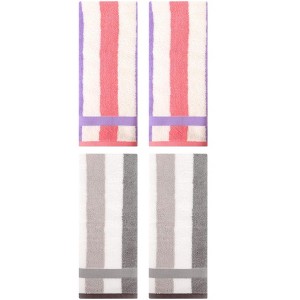 REGALWOVEN Striped Absorbent Soft Cotton Hand Towels for Bathroom 4 Pack - 1 of 4