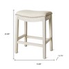 HomeRoots 26" Bone and Antiqued White Fabric and Solid Wood Backless Counter Height Bar Chair - 3 of 4