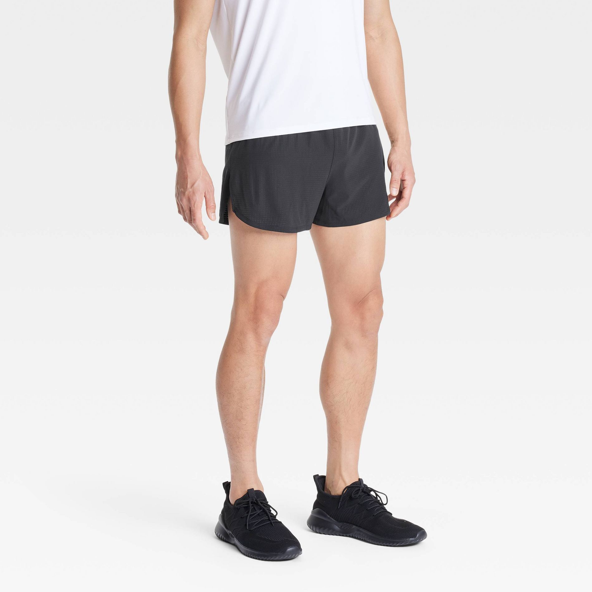 Men's 3" Active Light Run Shorts - All In Motion™ Black L: Moisture Wicking, Quick Dry, 4-Way Stretch, Mesh Liner