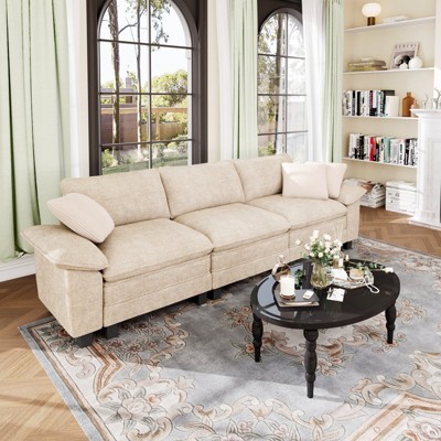 Captiva Designs 123.6" Cloud Modular Sofa, 3-Seater Deep Seat Sectional Couch for Living Room