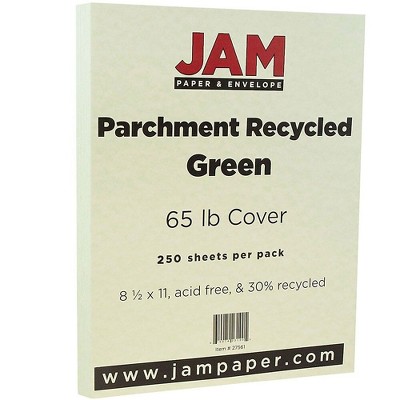 JAM Paper Parchment 65lb Cardstock 8.5 x 11 Coverstock Green Recycled 27561B