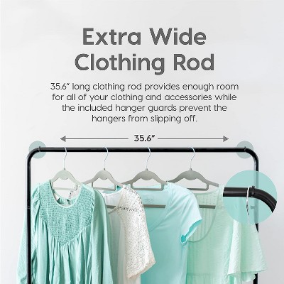 White Metal Garment Rack with Adjustable Hanger and Shelf