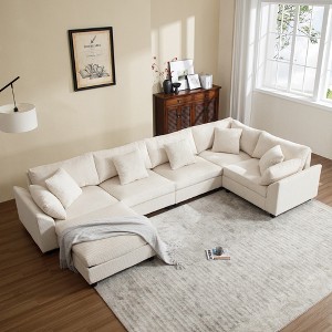 Modular Sectional Sofa, Oversized U Shaped Couch, Convertible Sleeper Sofa, 6 Seat Sofa with Chaise - Morden Fort - 1 of 4