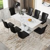 9-Piece Dining Set with Marble Pattern Table and 8 PU Armless Chairs - 3 of 4