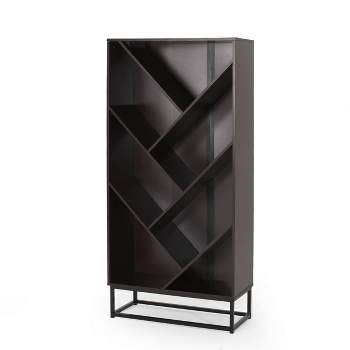 65" Bucy Modern Industrial 6 Shelf V Bookcase Dark Gray/Black - Christopher Knight Home