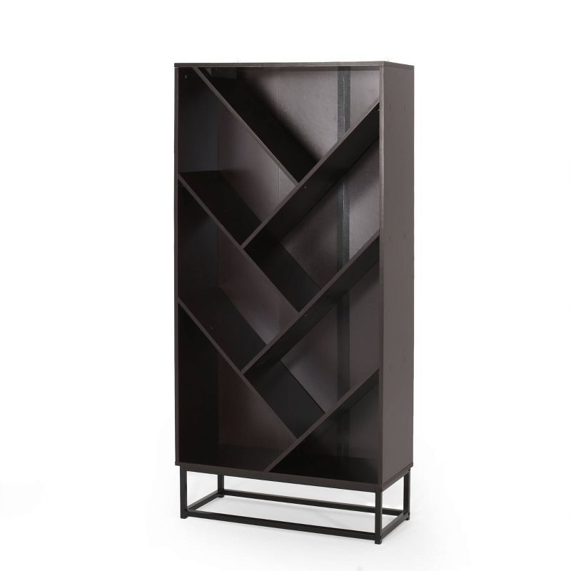 65&#34; Bucy Modern Industrial 6 Shelf V Bookcase Dark Gray/Black - Christopher Knight Home, 1 of 9