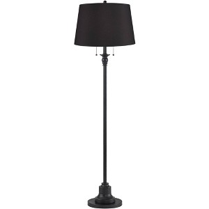 360 Lighting Dyna 58" High Black and Black Faux Silk Shade 2-Light Floor Lamp - 1 of 4