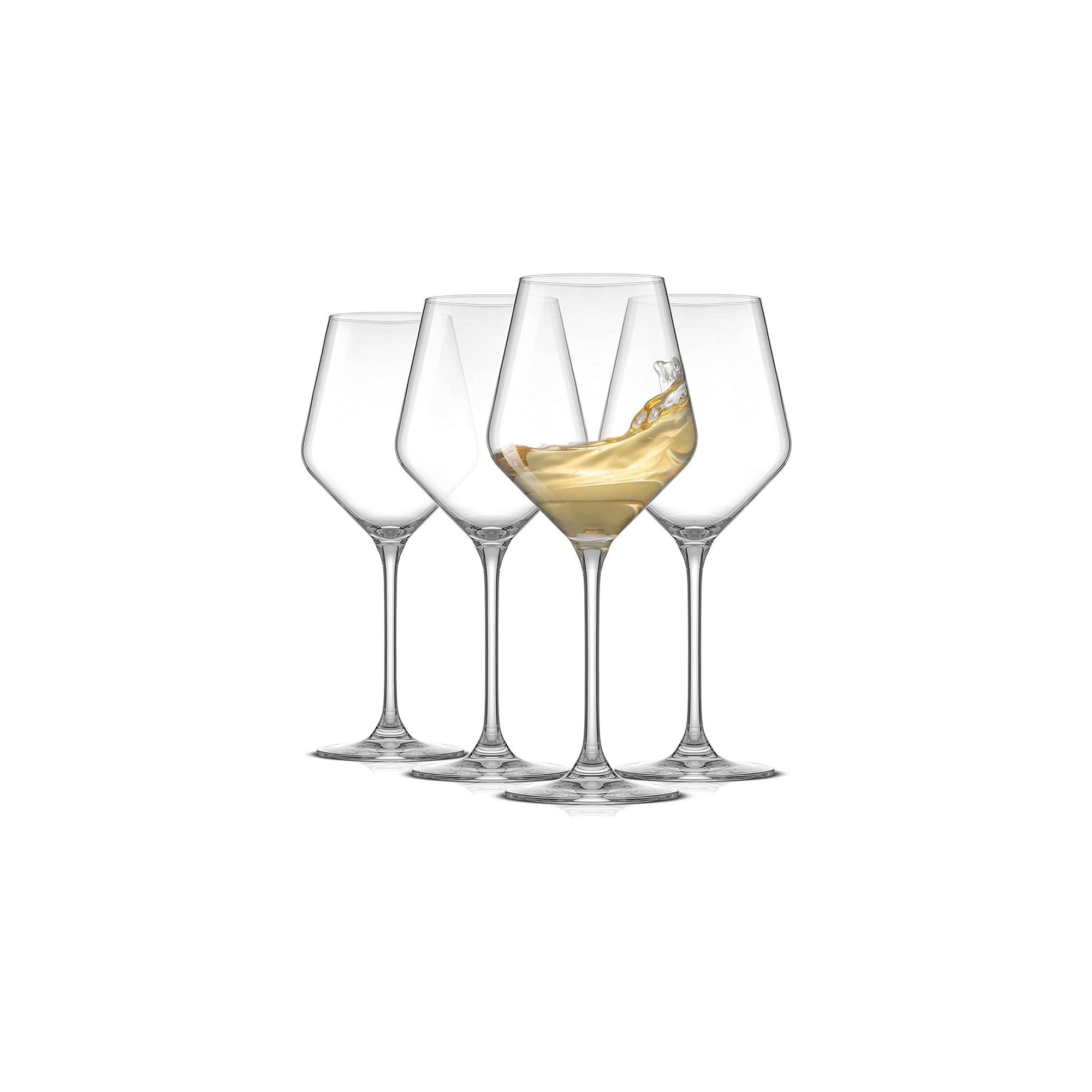JoyJolt Stemmed Layla White Wine Glasses - Set of 4 European Glasses