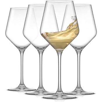 Geo Crystal White Wine Glasses - 14 oz - Set of 4