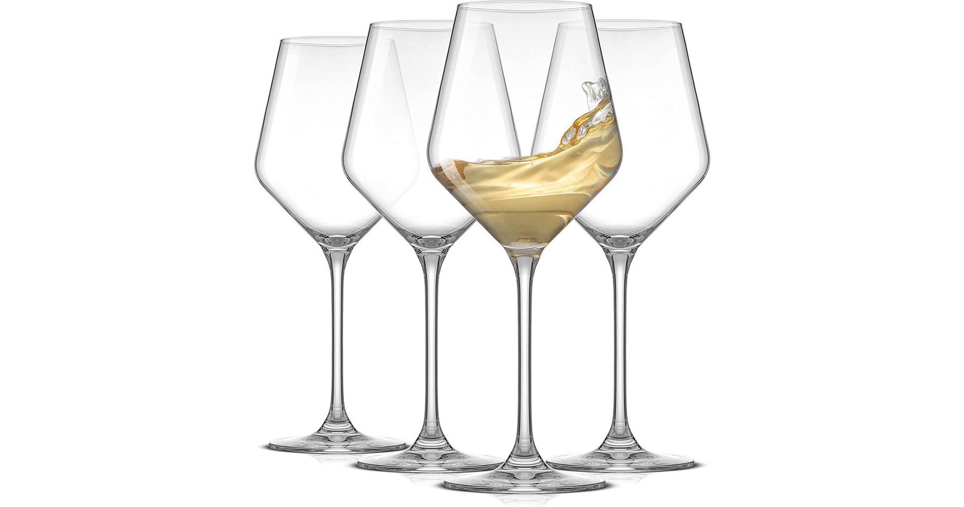 JoyJolt Stemmed Layla White Wine Glasses - Set of 4 European Glasses