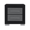 Vynxaria Grey Nightstand, Two-Toned Finish, Bar Handle Style, Spacious Drawers (18 7/8"x11"x4 2/8"), Block Style Legs - 3 of 4