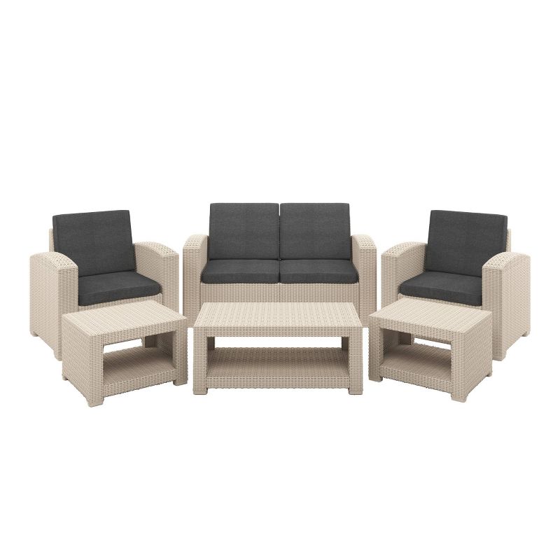 6pc All Weather Outdoor Conversation Set with Cushions - Beige/Dark Gray - CorLiving, 1 of 8