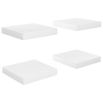 vidaXL Floating Wall Shelves 4 pcs High Gloss White 9.1"x9.3"x1.5" MDF
