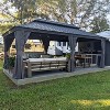 PURPLE LEAF Outdoor Gazebo Aluminum Frame Galvanized Steel Double Roof Patio Hardtop Gazebo with Curtains and Netting for Patio Lawn and Garden - 4 of 4