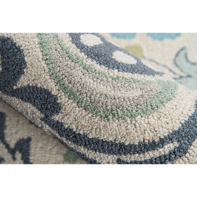 Blue Floral Hand-Tufted Wool Runner Rug, 2'3" x 8'