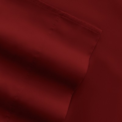 King Size Burgundy Cotton Polyester Microfiber 6-Piece Bed Sheet Set