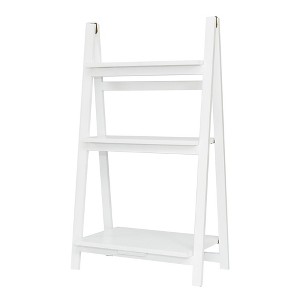 PJ Wood 3 Tier Foldable Bookshelf Wooden Storage Display Rack for Home Living Room, Office, or Small Spaces Organization, White - 1 of 4