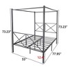 Heavy-duty Metal Canopy Bed Frame with X-shaped Headboard and Footboard, Platform Beds Frame for Bedroom/Guest Room, No Box Spring Needed - 4 of 4