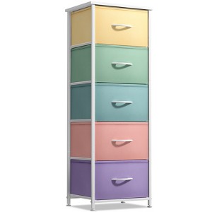 Sorbus Narrow 5 Drawers Nightstand with Steel Frame, Wood Top, Easy Pull Fabric Bins for Home, Bedroom, Office & Dorm - 1 of 4