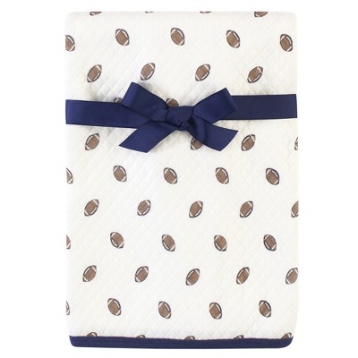Image of Hudson Baby Infant Boy Quilted Multi-Purpose Swaddle, Receiving, Stroller Blanket, Football 1-Pack, One Size