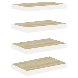 vidaXL Floating Wall Shelves 4 pcs Oak and White 15.7"x9.1"x1.5" MDF - 1 of 1