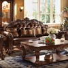 96" Vendome PU Sofa Cherry - Acme Furniture: Traditional Crescent, Nailhead Trim, Includes 3 Pillows - 3 of 4