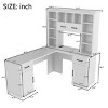 L-Shaped Computer Desk with Hutch, Power Outlet, Cabinets, Drawers and Open Shelves, MDF Home Office Desk for Study, Workstation - Cuddlewood - 4 of 4