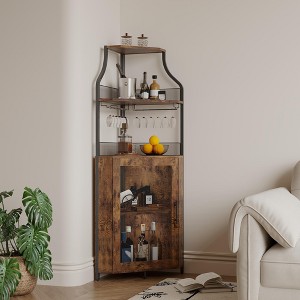 Corner Wine Cabinet, Metal Wine Holder Stand Holds 50+ Bottles & Glassware, Floor Wine Storage for Kitchen Dining Room Office Bar - 1 of 4