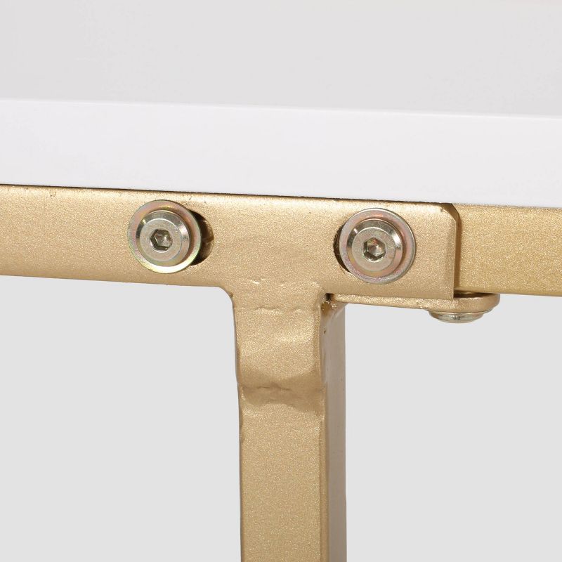 Set of 2 Ariade Modern Glam C-Shaped Accent Table White/Champagne Gold - Christopher Knight Home, 4 of 7