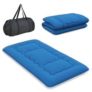 Costway Full/King/Queen/Twin Futon Mattress Japanese Floor Sleeping Pad Washable Cover Carry Bag Blue