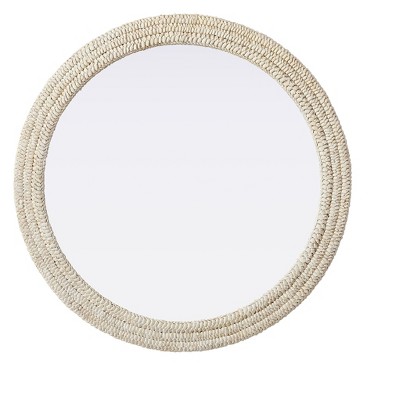 Elegant Lighting Round Cornhusk Mirror 42x42 in Linen White