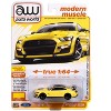 2021 Ford Mustang Shelby GT500 Carbon Fiber Track Pack Grabber Yellow with Black Top 1/64 Diecast Model Car by Auto World - 3 of 3